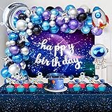 Mishopy 107 Weltraum Kindergeburtstag Deko Junge Galaxis Geburtstag Party Luftballon Dekoration Astronaut Rocket Folienballon Tischdecke Hintergrund Torten Geburtstagsdeko Jungen Birthday Decorations
