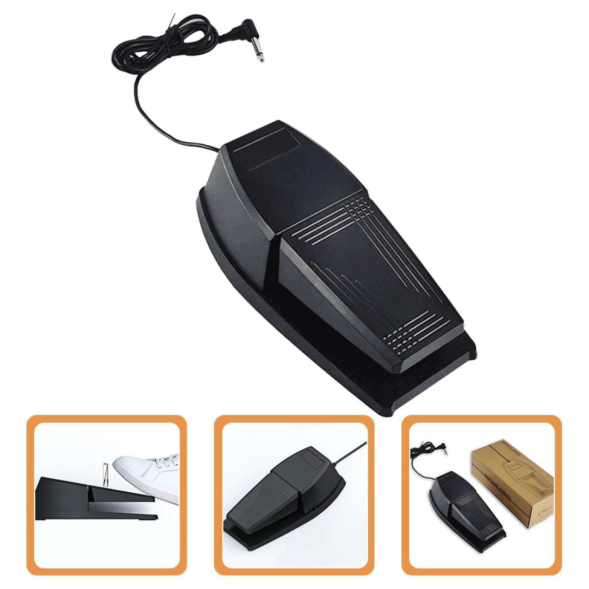 Pedale Sustain per Pianoforte Elettronico Portatile in Abs e Gomma Nero, Resistente ai Danni, Compatibile Tastiere e Pianoforti Digitali