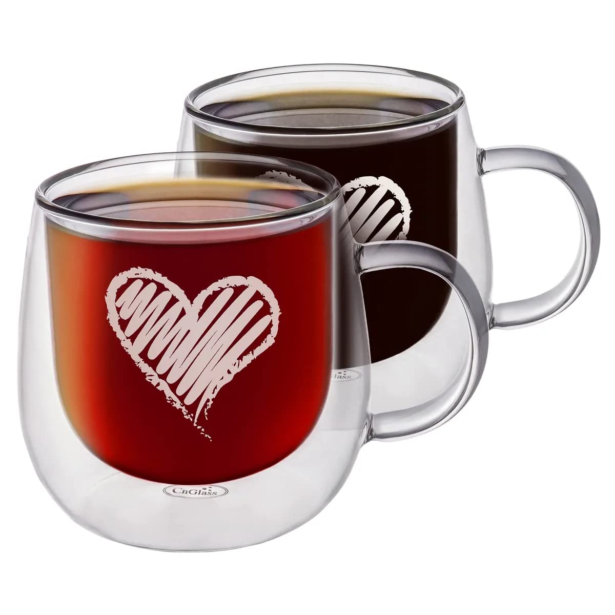 Buy CNGLASS 10oz Double Wall Glass Coffee Mugs,Clear Insulated Espresso