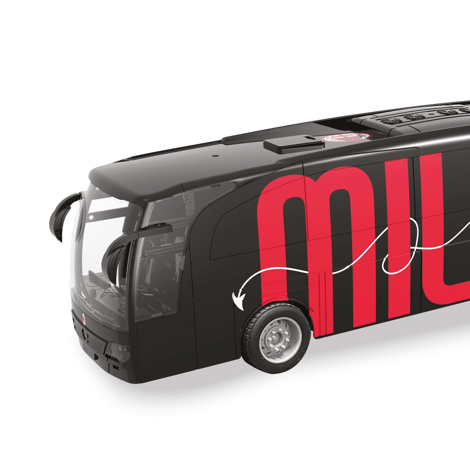 Mondo Bus radiocommandé Milan Motors, Longueur du modèle 33 cm, Piles Rechargeables incluses, Bus pour Enfants 63855