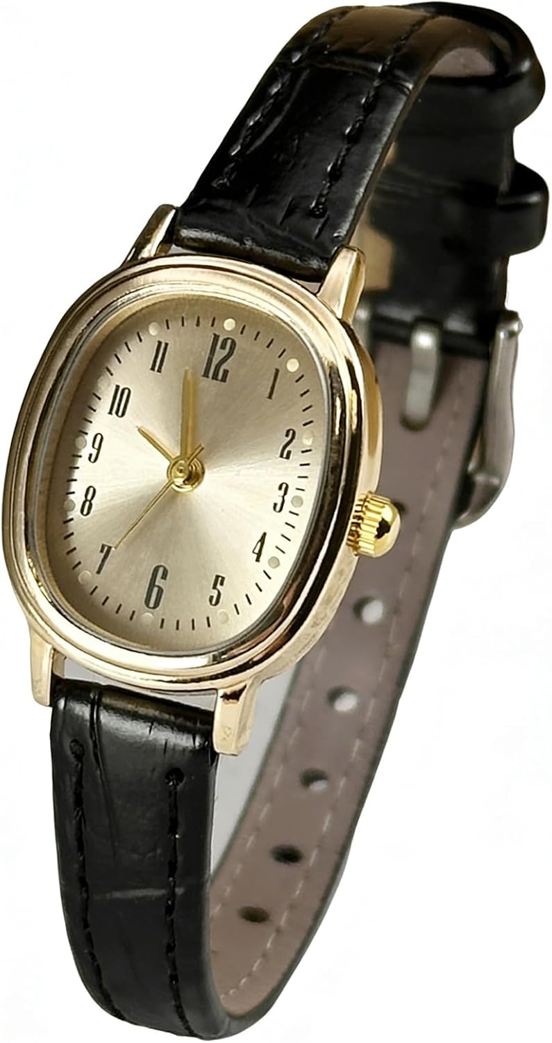 Womens Fashion Small Oval Quartz Watches Vintage Leather Band Waterproof Luxury Casual Ladies Bracelet Wrist Watch