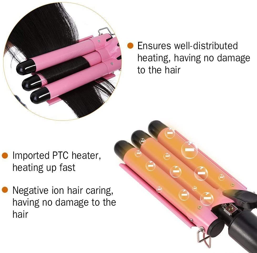 3 Barrels Hair Curler - 25mm Curling Iron Tongs Hair Waver Mermaid