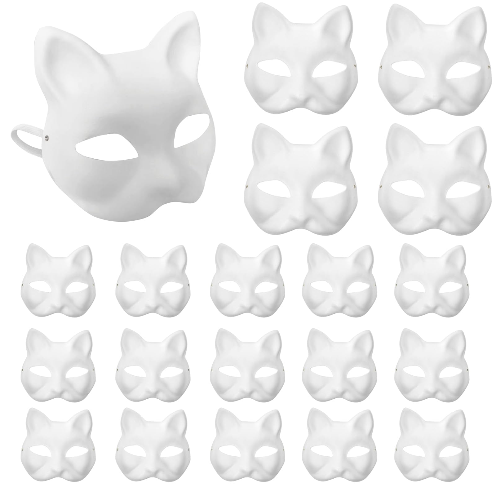 XIPEGPA Therian Masks White Paper Cat Masks to Painted Animal Cosplay Facemask Masquerade Mask Costume Prop for DIY Painting