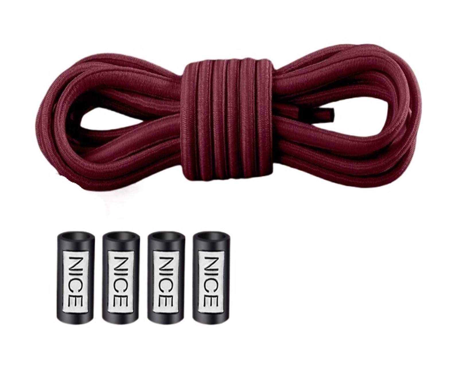 GPDNBIEU Shoelaces, Men's Elastic Leather Band For Shoes Casual Round Shoelace Rope(Burgundy)
