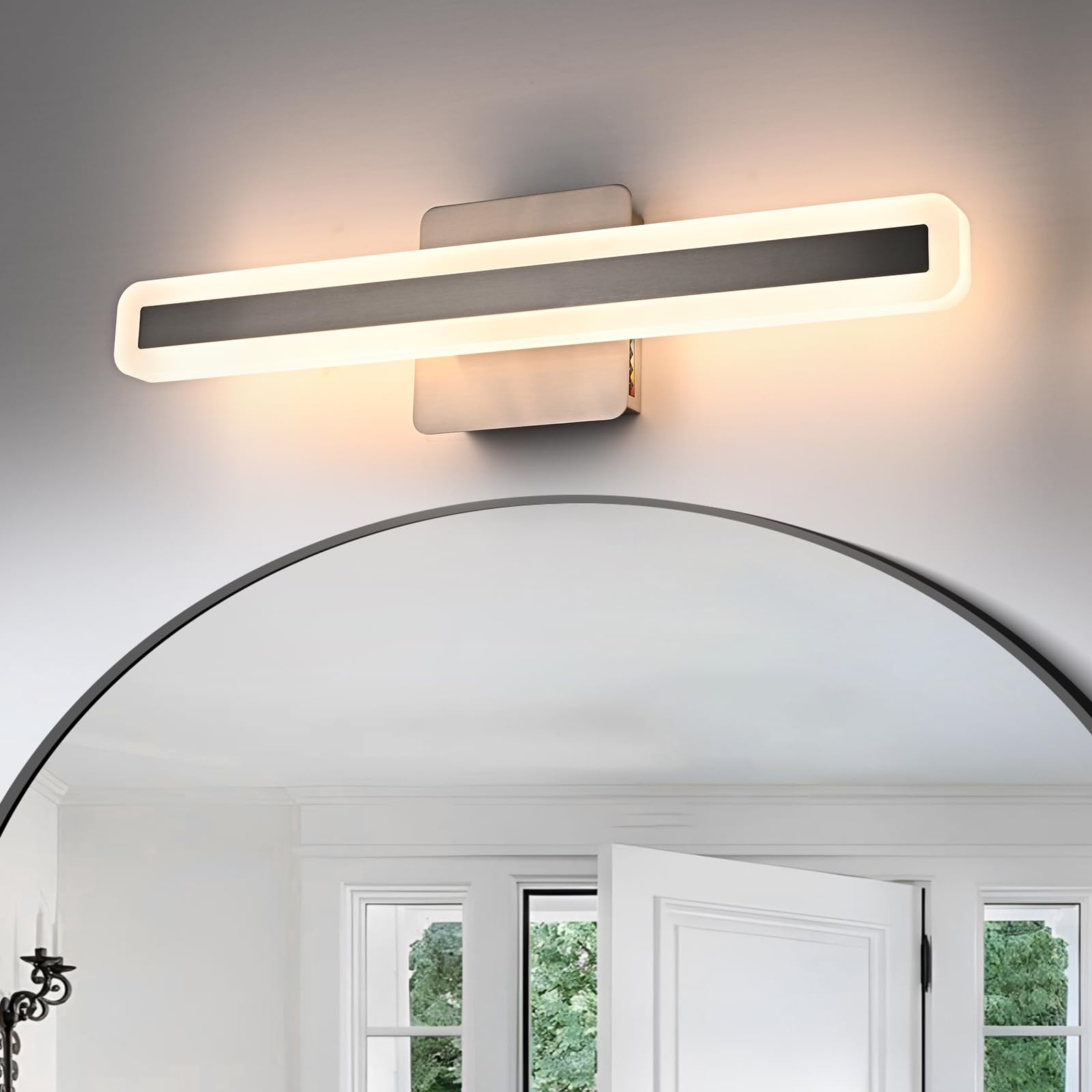 Modern Bathroom Vanity Light Fixtures 15.7 Inch, 20W Brushed Nickel LED Vanity Lights Over Mirror, 5CCT Dimmable LED Wall Sconces Light Linear Bar Bath Lights for Bathroom Cabinets Bedroom