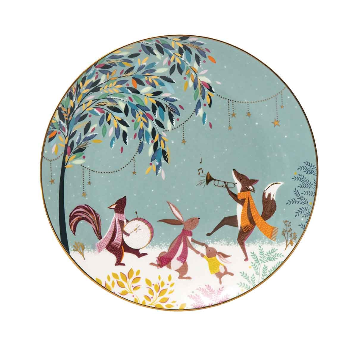 Sara Miller London, collezione Woodland Tales, set di 4 piatti, assortiti, verde