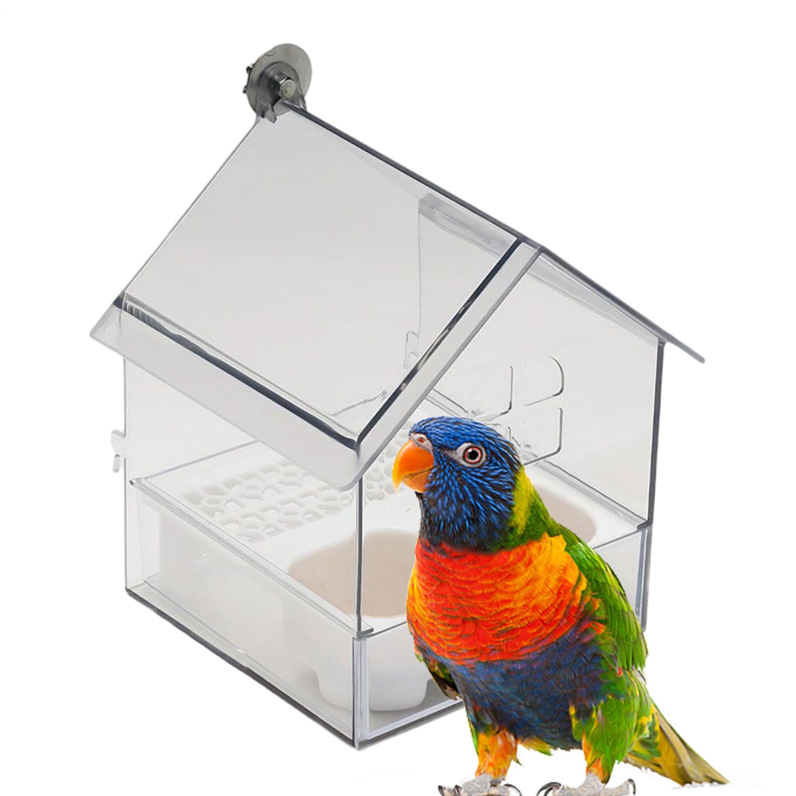 Mangiatoia trasparente per uccelli | Mangiatoia per acqua per parrocchetti, vasca da bagno trasparente per fringuelli, colibrì, patio, balcone, recinzione, giardino, amanti degli animali