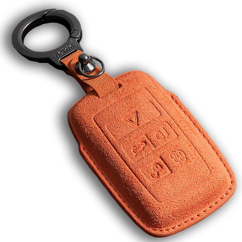 QKSD Land Rover Key Fob Cover Land Rover Range Rover Evoque Sport Vogue Discovery 5 Jaguar E I-PACE Key Fob Cover Keychain Car Accessories Leather