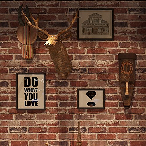 Okydoky Rustic Red Brick Wallpaper,Non Stick,Removable, Livingroom Bedroom Kitchen Background No.57104