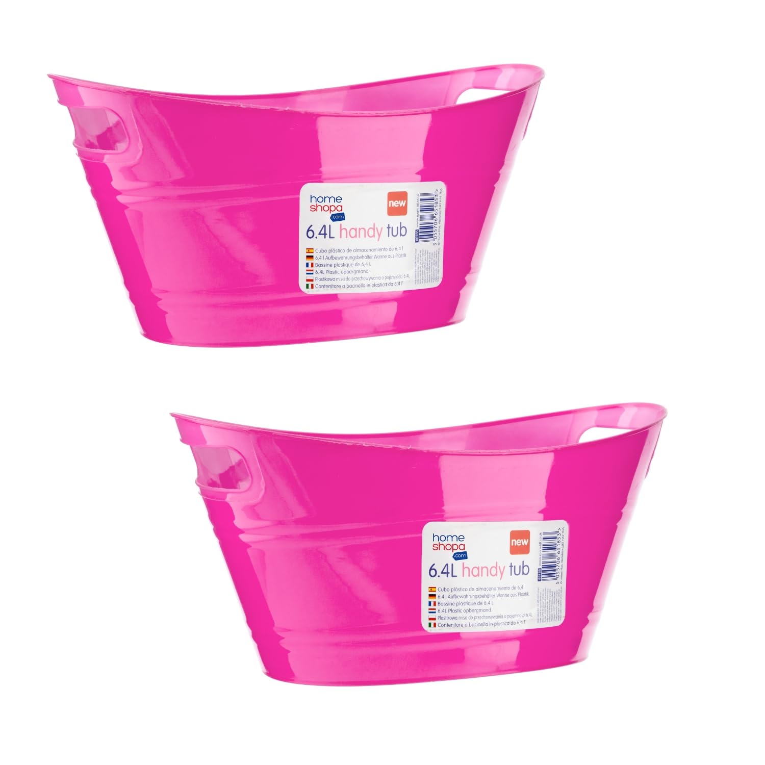 Homeshopa.com Pink Homeshopa Handy Tub Ice Bucket, 2 Pack Plastic Beverage Bucket With Handle, Stackable & Lightweight, Cooling Bottles Cans Utility Tub, Ideal For Party, Home & Garden
