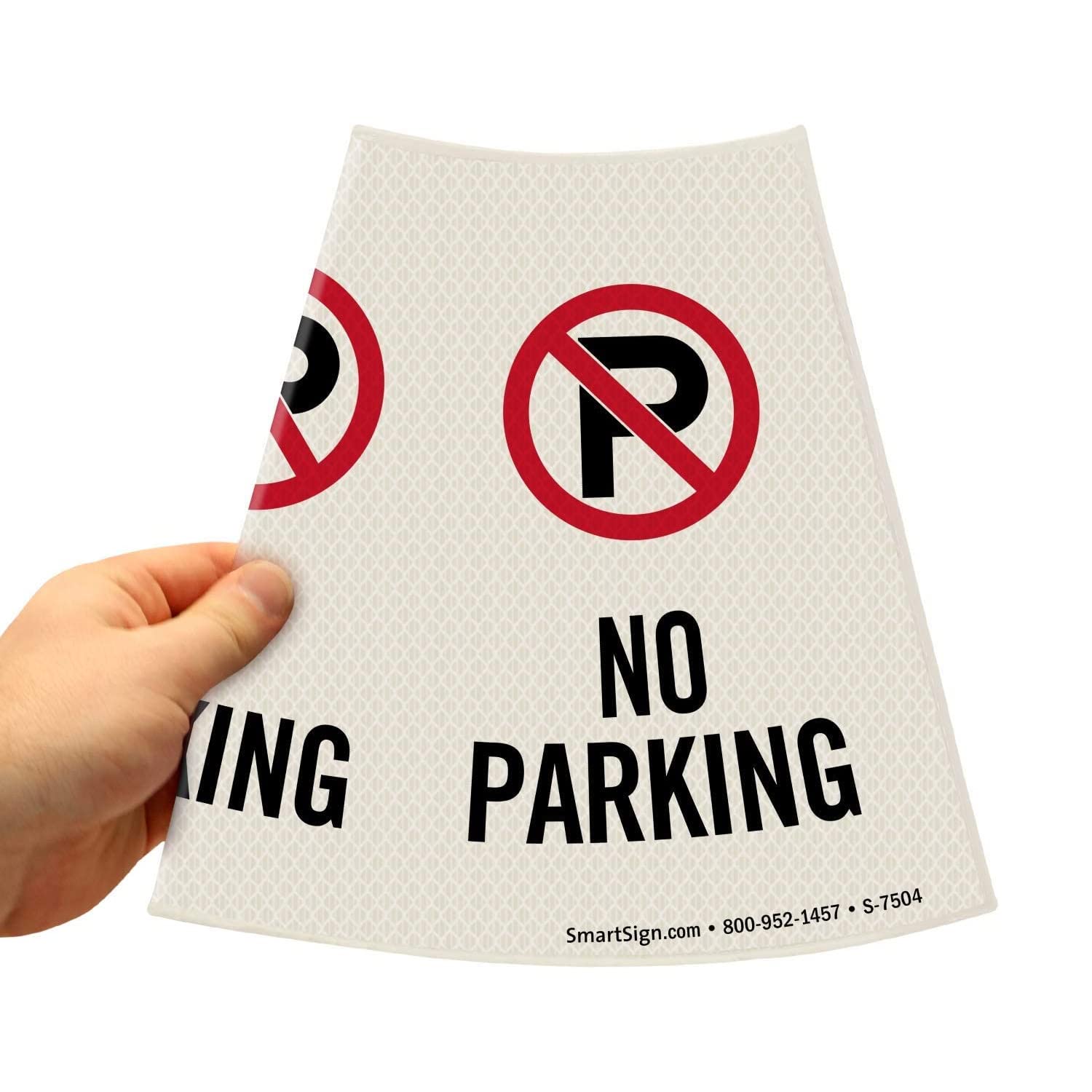 SmartSign Cadenas reflectantes con mensaje cónico con símbolos, visibilidad de 360 grados, carteles de vinilo antiadherentes para cono de seguridad vial, impreso en 3 caras [cono no incluido]