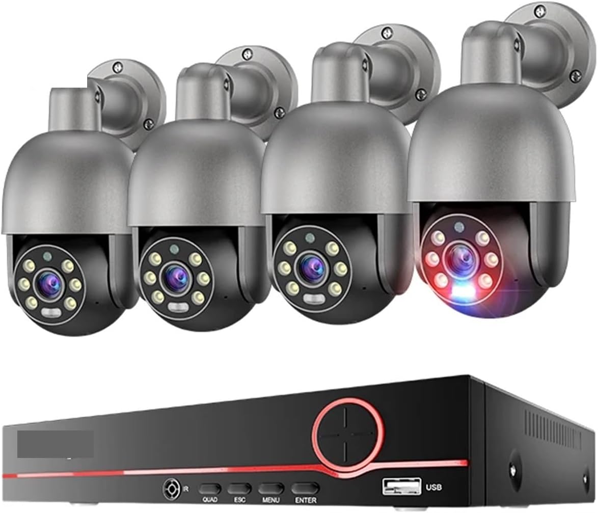 4K 8MP Surveillance Camera System H.265 8CH PoE NVR Kit Human Detection Red-Bule Light Alarm P2P Video Audio CCTV Camera(3T(户外运动),7)