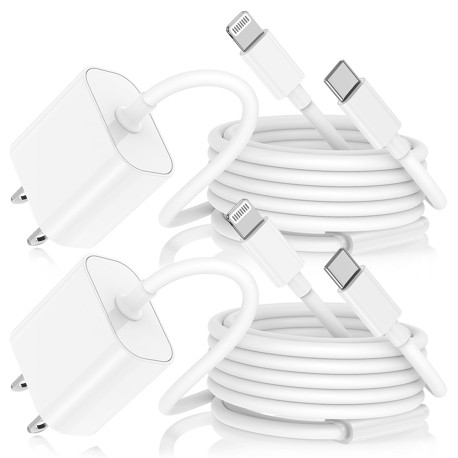 Susnwere 2-in-1 Fast Charger for iPhone 16 15 14 Charging,2-Pack 30W Fast PD Wall Charger Adapter with [MFi Certified] 6Ft USB C and Lightning Cable