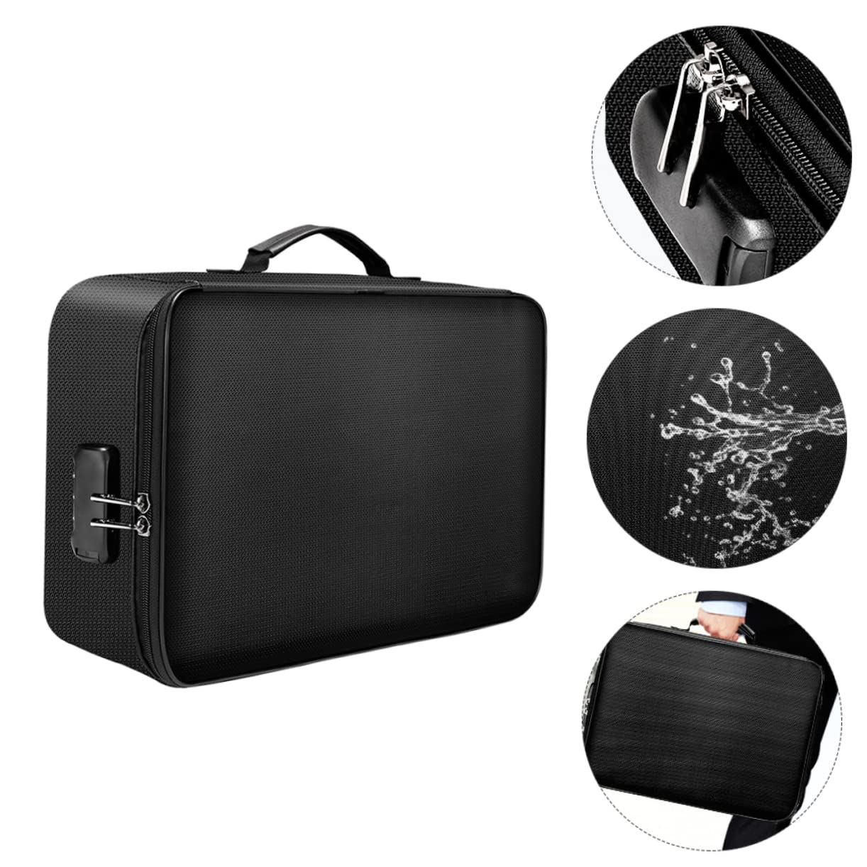 Borsa Documenti Ignifuga Nera Cerniera per Ufficio e Casa | Fibra di Vetro Siliconica, Grande Capienza, per Certificati e Contanti, Formato Portatile