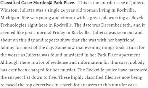 Miniatura 4 de Detective Murder Unsolved Murder Mystery Game - Murder @ Park Place - Juego de archivos de caso frío misterioso de asesinato sin resolver