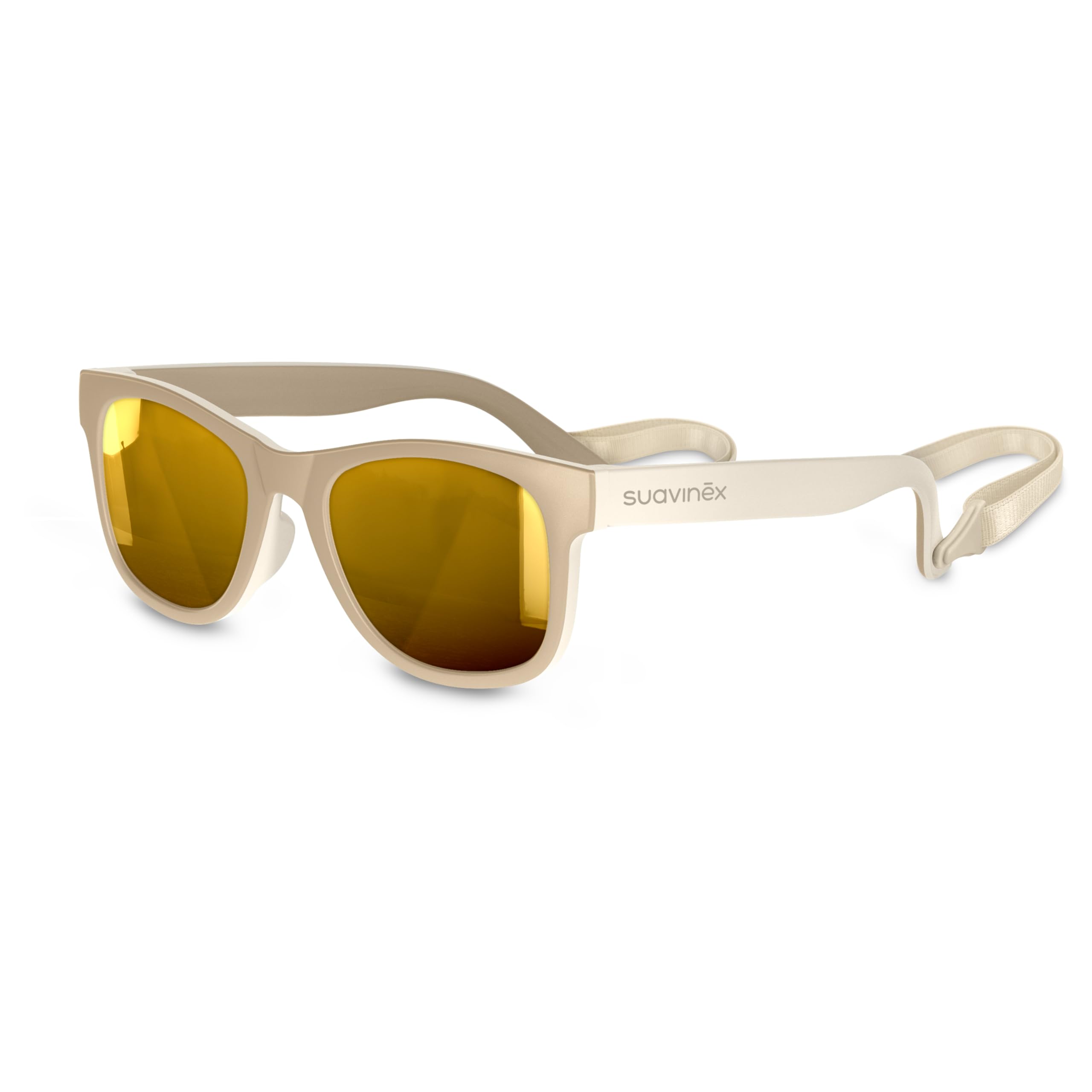 Suavinex, Occhiali da Sole per Bambini da 2-3 Anni, Polarizzati, con Filtro UV 400, Protezione al 100% dai Raggi UVA e UVB, Custodia e cordino Inclusi, Flessibili e Leggeri, beige