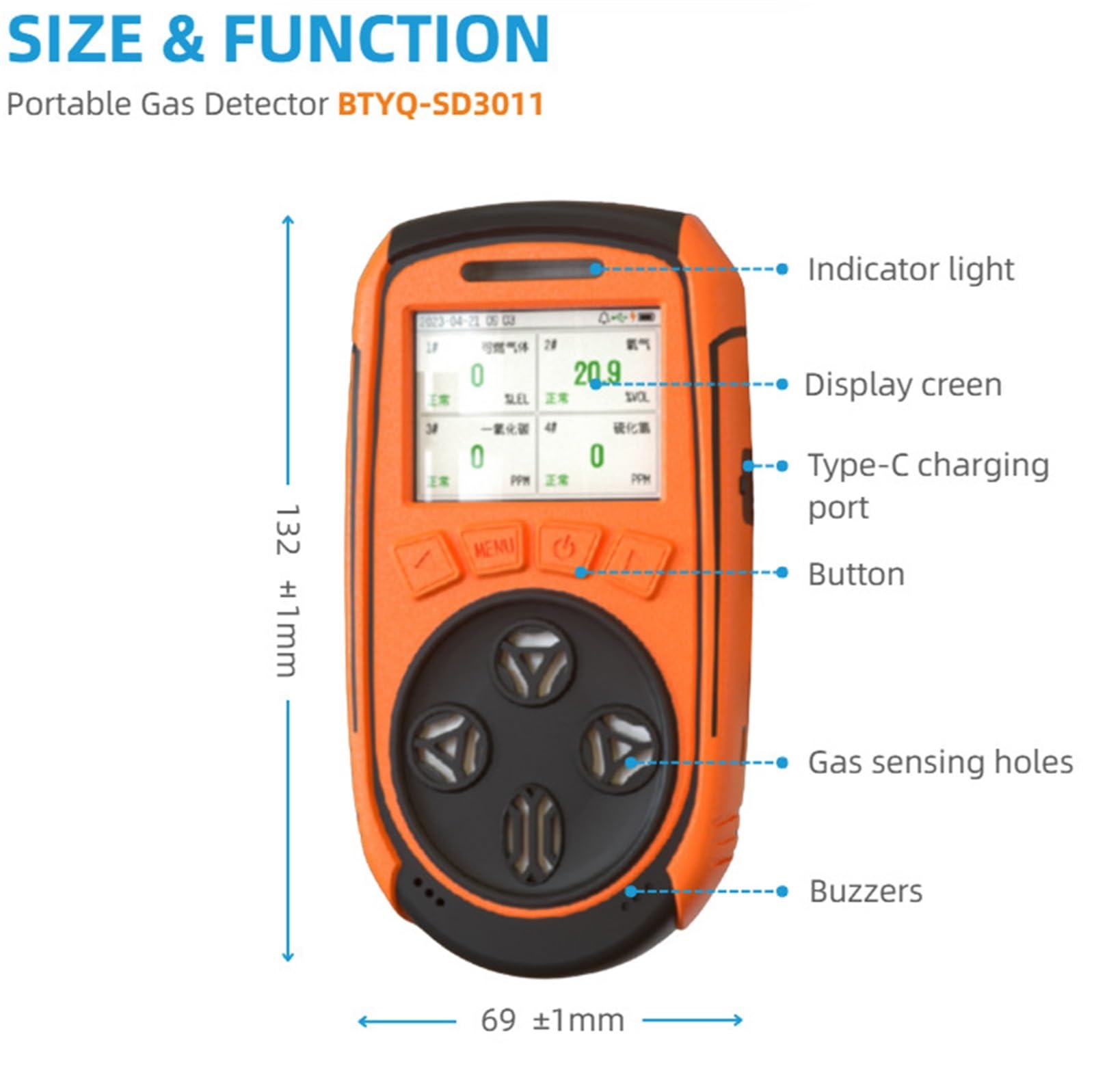 Detector de Gas, analizador Multifuncional, de Alarma de Gas, monóxido de Carbono, hidrógeno, sulfuro, oxígeno, Gas Combustible, analizador GLP