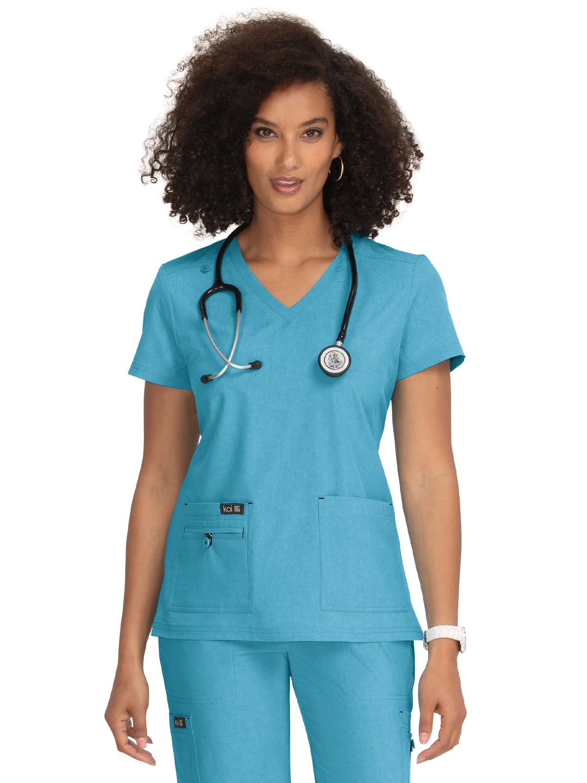KOI Basics 373 Women's Becca Scrub Top Heather Electric Blue M