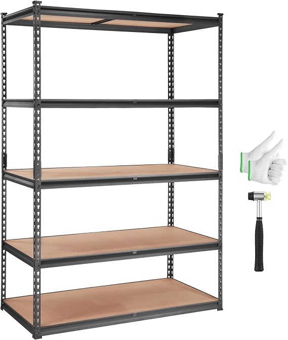 VEVOR Storage Shelves 5-Tier Adjustable 2000 lbs 48x24x72 Shelving Unit | Heavy Duty Garage Storage Metal Utility Rack Shelf for Kitchen, Pantry, Basement, Bathroom, Laundry, Living Room, Warehouse