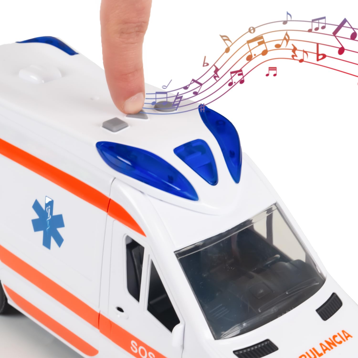 CELMAN Coche de Juguete médico Responder, camioneta de Rescate con Camilla, portón Trasero para Abrir, luz y Sonido, Gran Coche de Juguete Ambulancia para niños a Partir de 3, 4, 5, 6, 7, 8 años