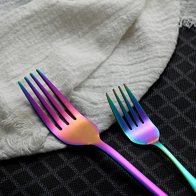 Image of Premium Daily Use Cutlery Stainless Steel Luxury Flatware Serving Dinner Spoon Fork Knife Reusable Mirror Finish for Home Kitchen Dining Table and Gifts (Set of 20, Multicolour)