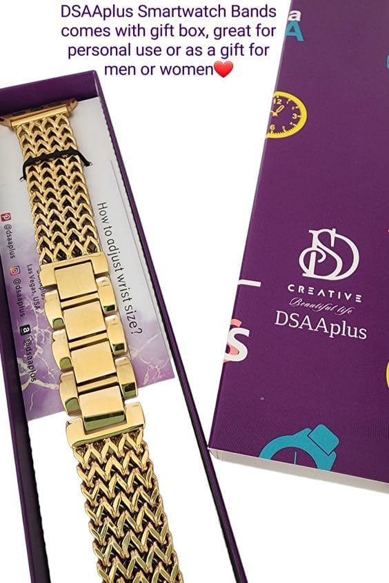 Miniatura 2 de DSAAplus Correas de Metal Dorado Compatibles con Apple Watch Band 38mm 40mm 41mm 42mm 44mm 45mm 46mm 49mm Pulsera de Cadena Elegante para iWatch