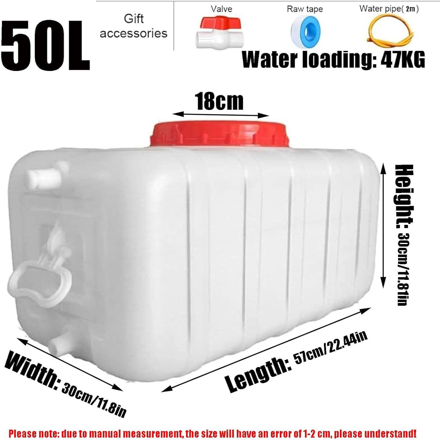 Plástico Portátil Bidón De Agua Depósito De Almacenamiento De Agua,con Grifo para Actividades Al Aire Libre Acampada Granjasjardines Acampada Caravanas(Size:13.2gallon-50L)