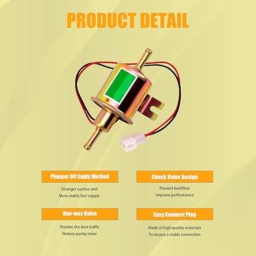 Miniatura 4 de Bomba de combustible eléctrica universal de 12 V, bomba de combustible en línea de baja presión de 12 voltios para cortacésped, carburador, motor