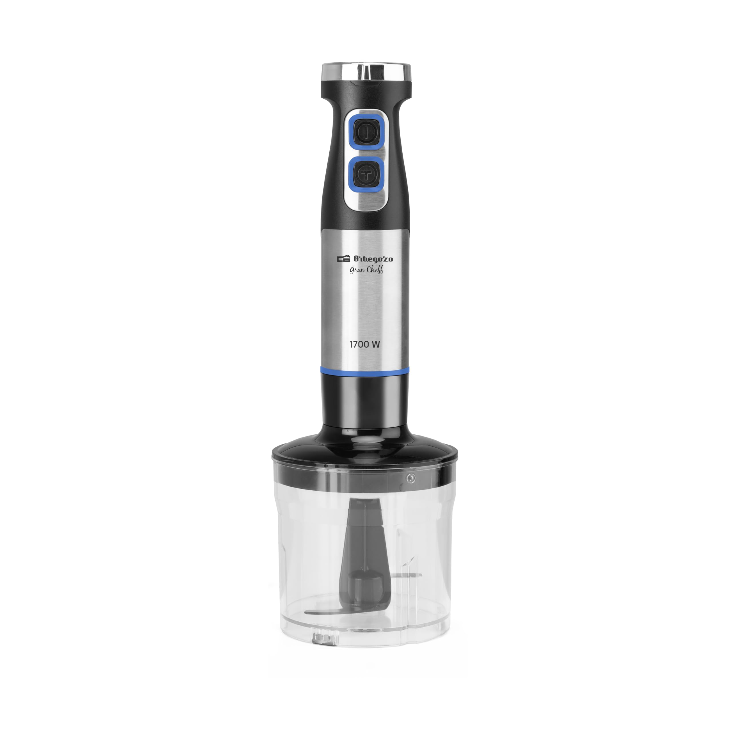Orbegozo BT 5017 Batidora de Mano 1700W con Motor DC, Velocidad Ajustable, Función Turbo, Accesorio Varillas, Picador 600 ml y Vaso Medidor 900 ml