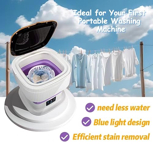 Miniatura 6 de Mini lavadora, lavadora plegable portátil con 3 modos de limpieza, potencia mejorada de 60 W y lavadora de capacidad de 15 L, adecuada para