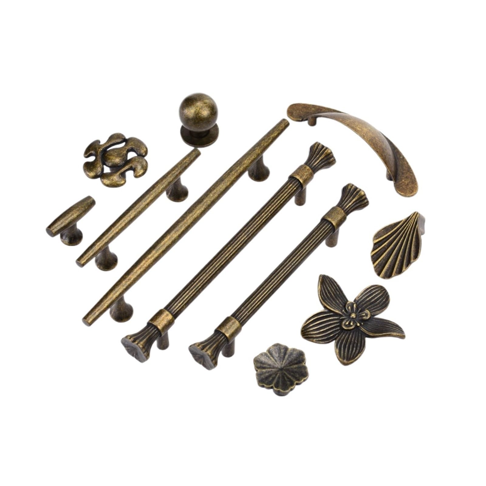 YONMLEDO Brass Vintage Drawer Handles 2pcs Vintage Wardrobe Door and Cabinet Handle Antique Bronze Furniture Hardware Fitting Single Hole Drawer Knob Kitchen Handle(Z942-96mm)