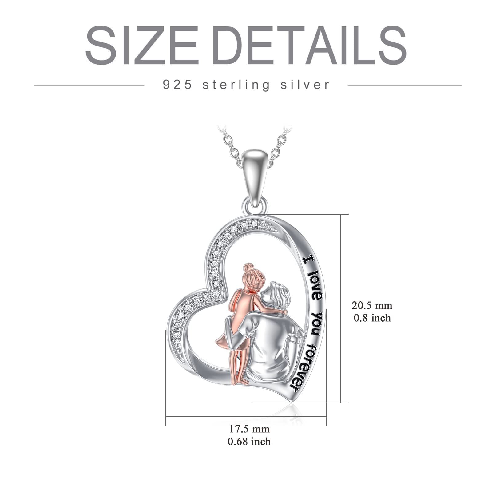 Collier Fille de Papa Mlaman en Argent Sterling Père Fille Cadeaux, Coeur Amour Pendentif Bijoux pour Fille