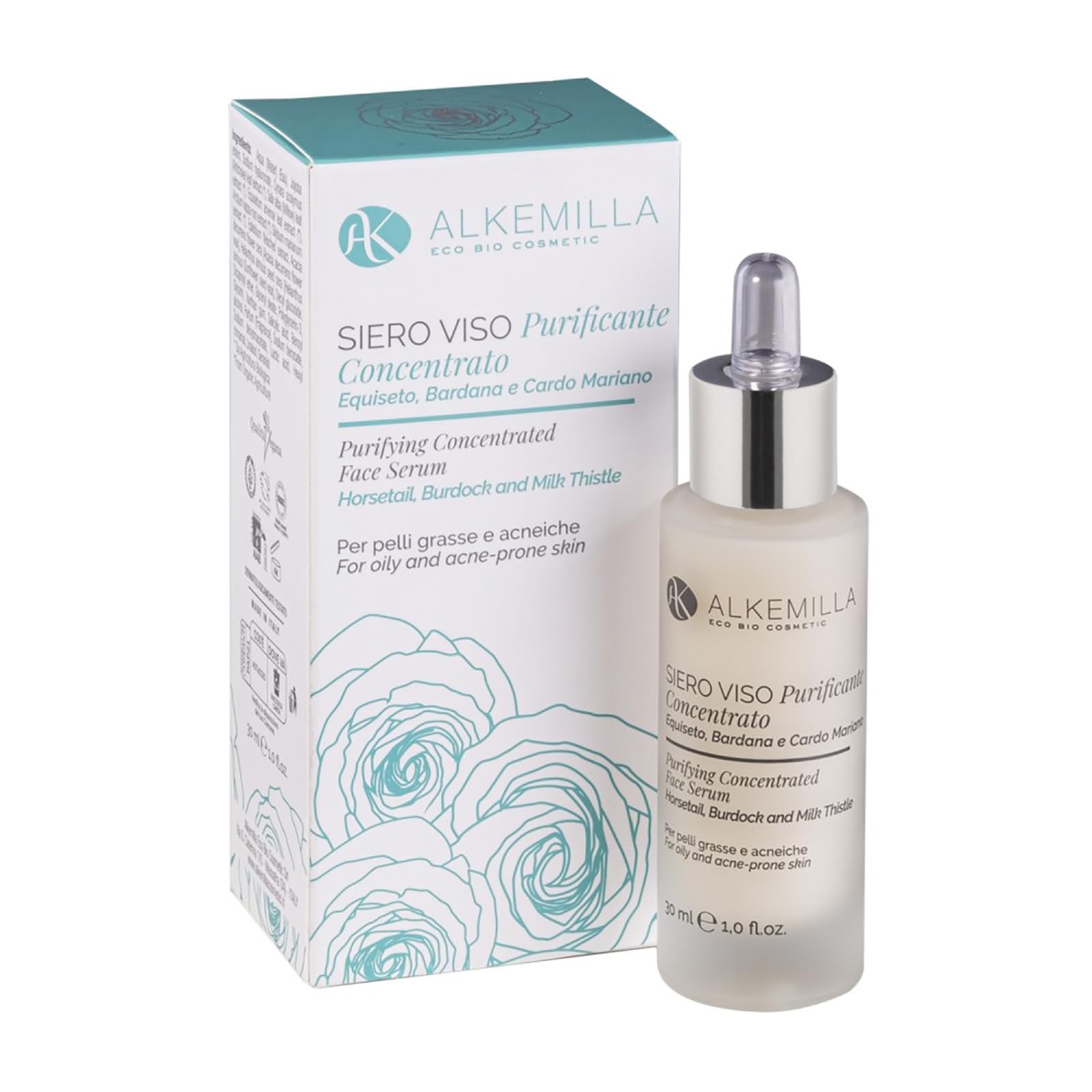 Sebonormalising Concentrated Face Serum (30 ml), based on natural organic ingredients, Alkemilla (Made in Italy)
