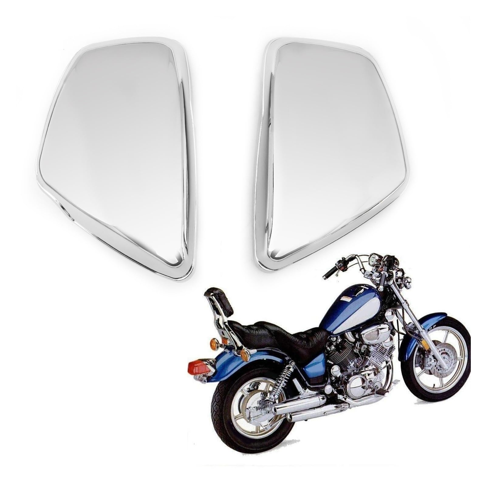 Coperchio Laterale della Batteria Sinistro e Destro Compatibile con Yamaha XV 700 750 1000 1100 Virago dal 1984 in Poi