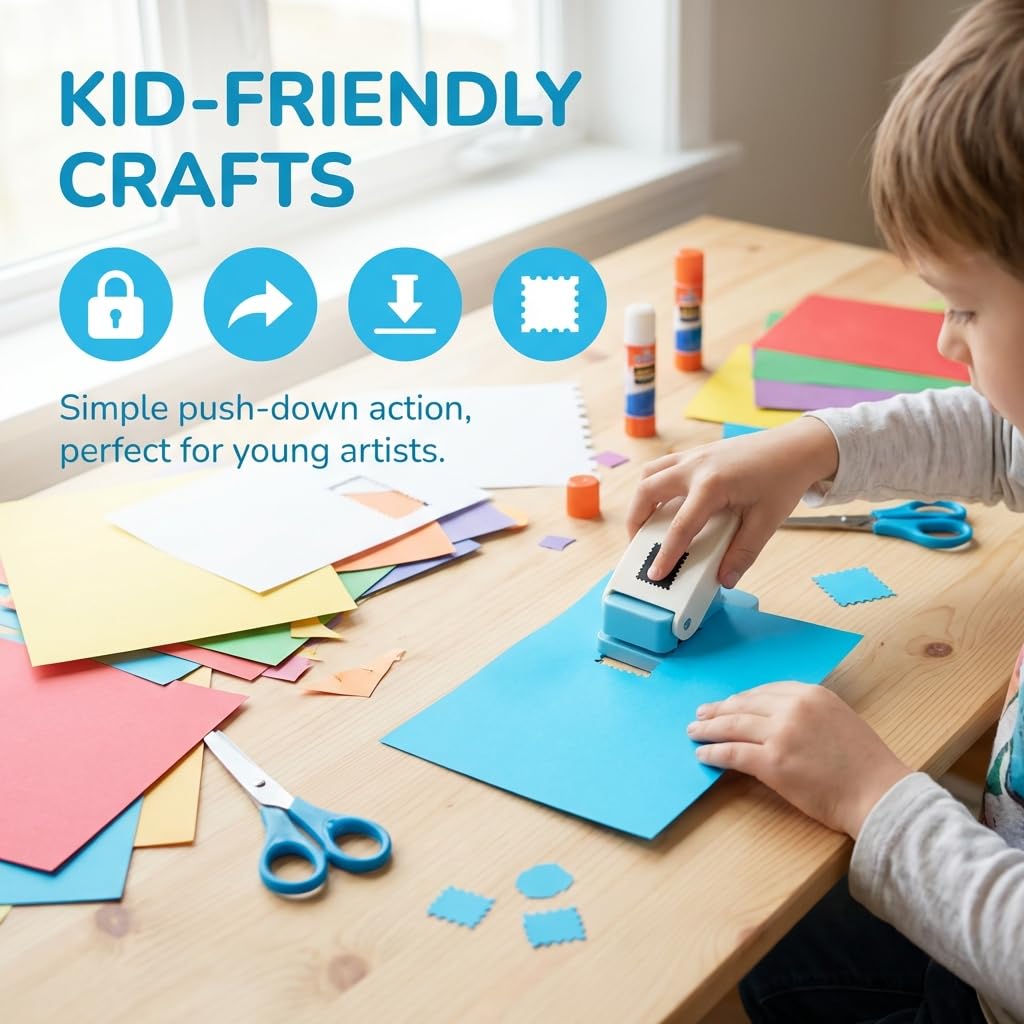1 perforateur de timbre de 20,3 cm avec 5 pièces en forme de perforateur pour papier, scrapbooking, fabrication de cartes, loisirs créatifs