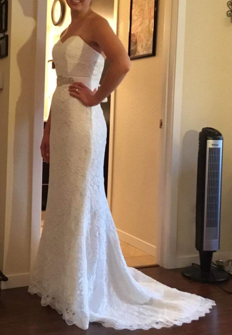 Abito da Sposa Elegante Lungo Sirena in Pizzo Abito da Sposa Senza Maniche