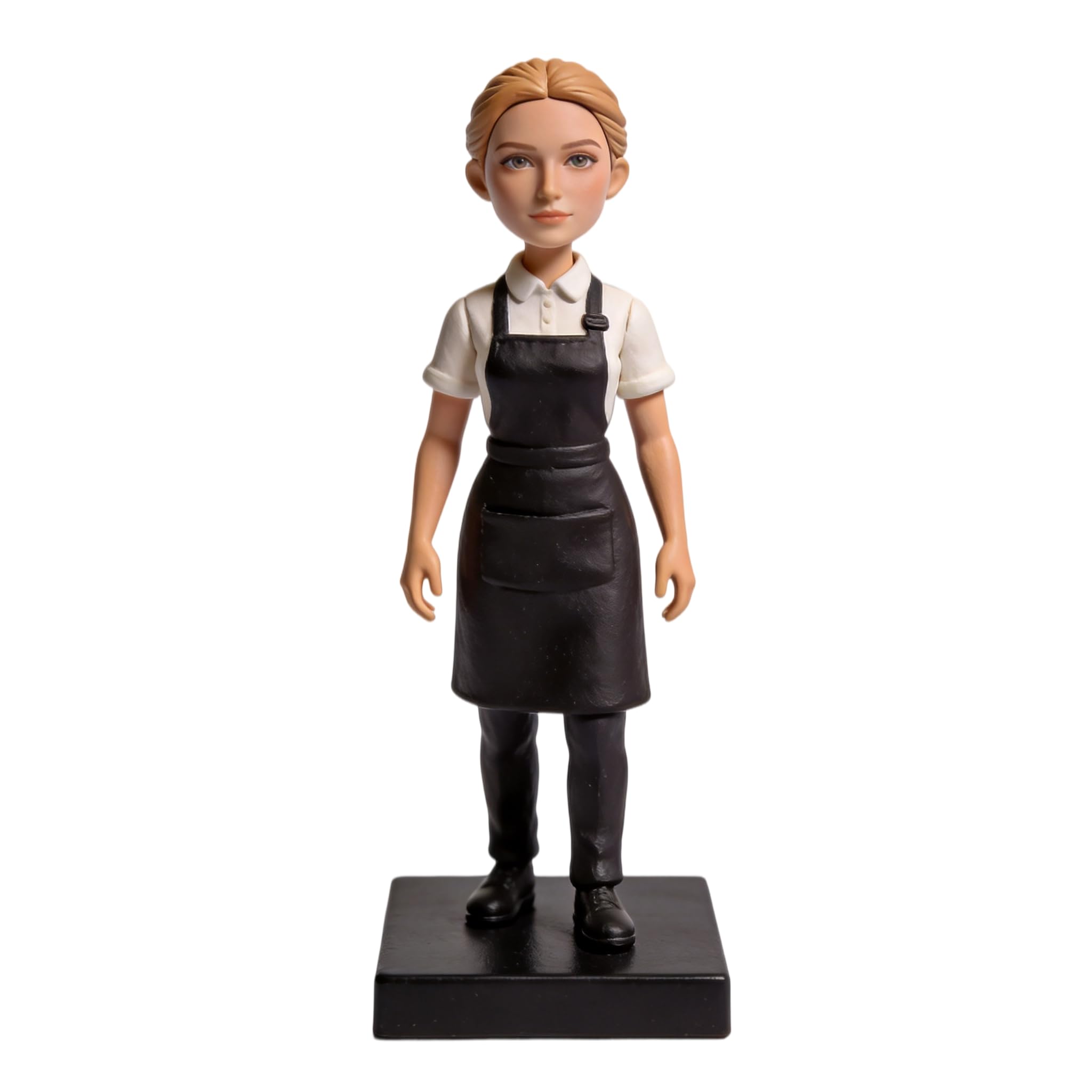Statuetta 3D personalizzata per cameriera, statuetta personalizzata in argilla polimerica fatta a mano, statua a corpo intero con grembiule, regalo unico per compleanno, scrivania o festa di
