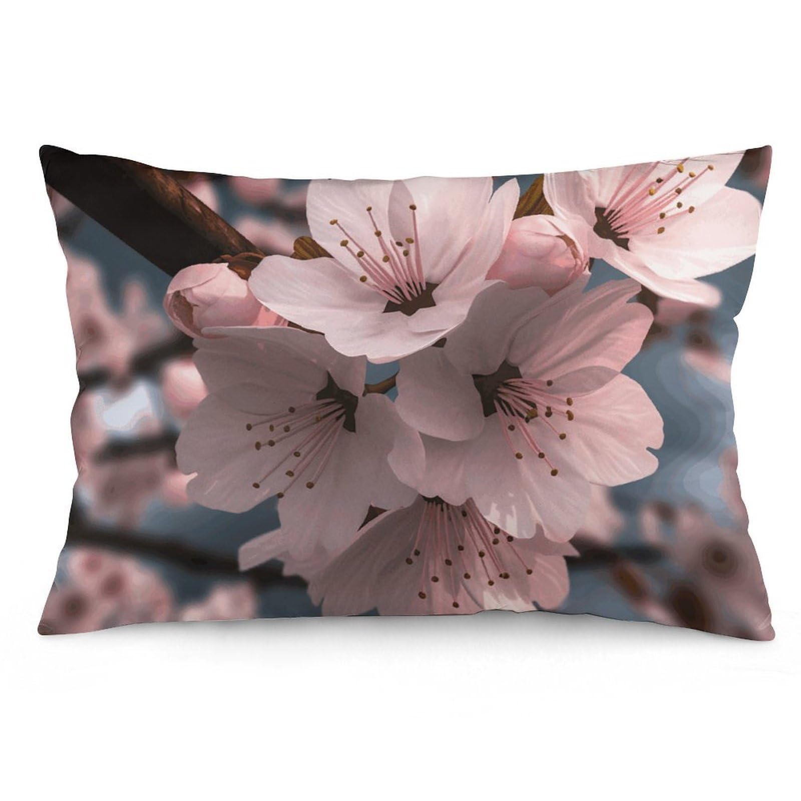2 Pack Pillow Cases for Hair and Skin, Soft Breathable Pillow Case Covers with Hidden Zipper, Cherry Blossoms Pillowcase 20"x30" Pillow Covers for Sleeping Gift