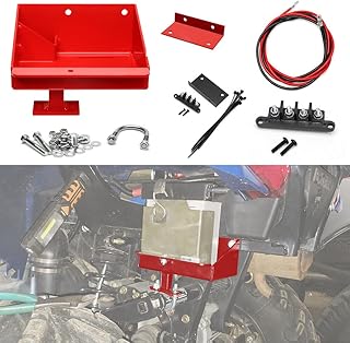 Canitu Battery Relocate Kit for Polaris Sportsman 450 570 2014-2021, Aluminum Battery Relocate Box w/Battery Box Wires (Red)