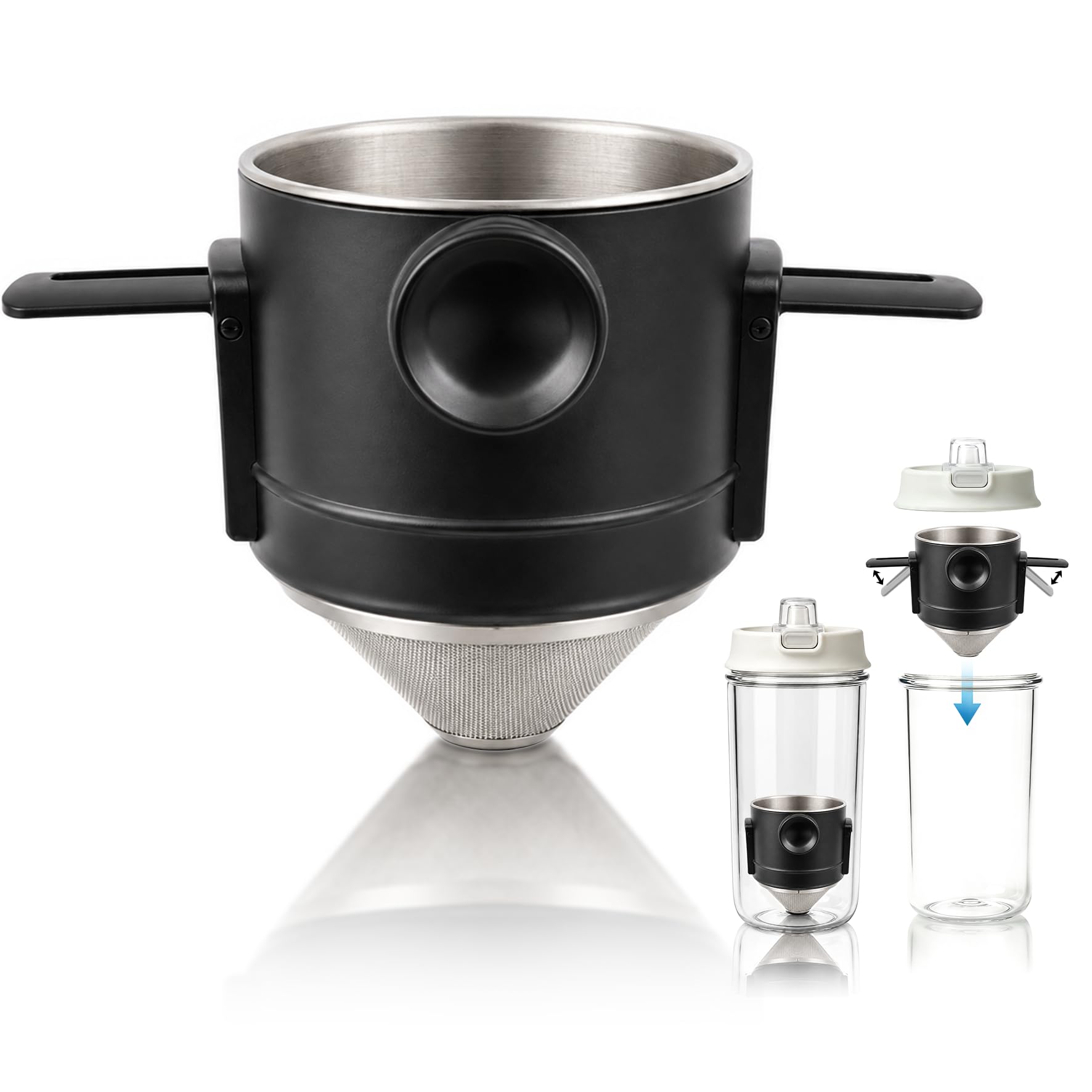 Pour Over Coffee Dripper Foldable,Stainless Steel Coffee Filter,Metal Mesh Coffee Filters…