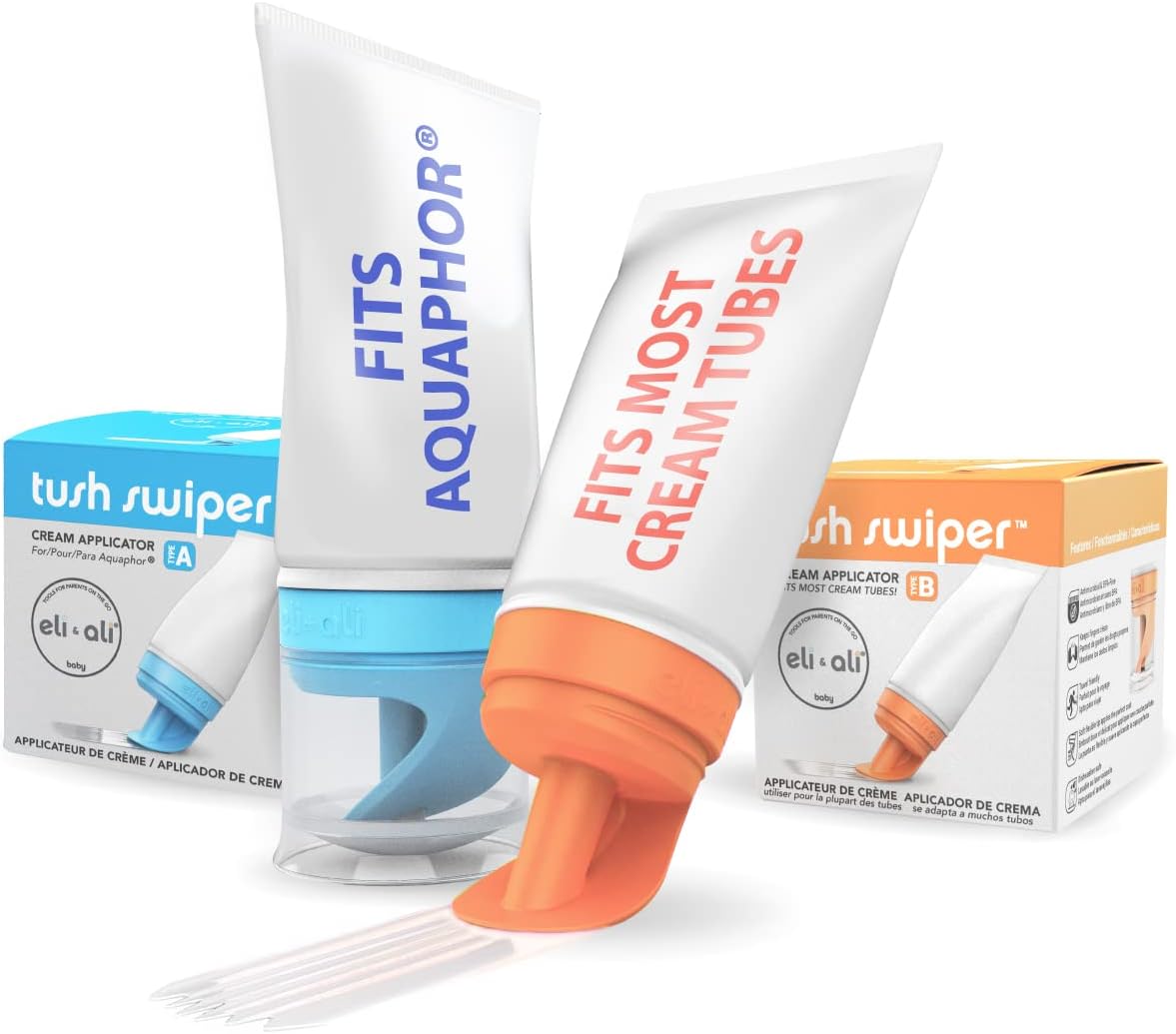 Eli & Ali Tush Swiper Diaper Rash Cream Applicator & Dispenser 2 Pack [1 Fits Aquaphor & 1