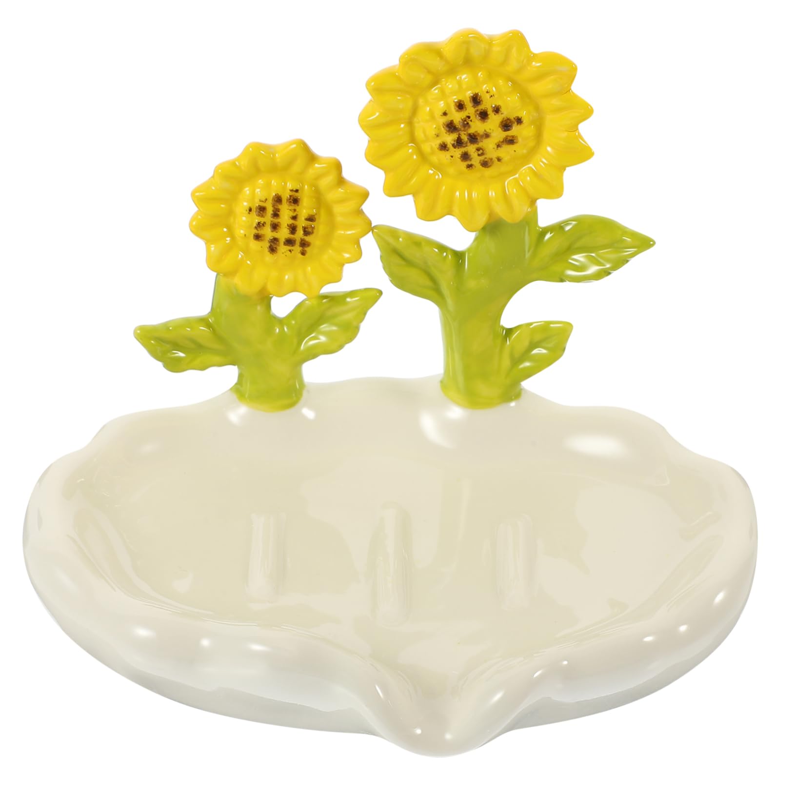 Jabonera de Cerámica Forma de Flor, Color Blanco, para Baño
