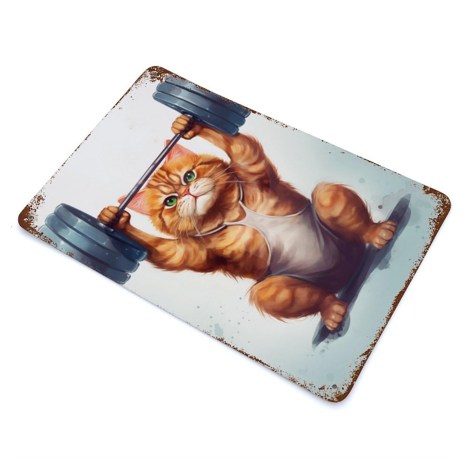 Rust Effect Bodybuilding Beast Weathered Tin Sign 11.8"x7.9", Novelty Wall Decor for Office, Studio And Wall Decor
