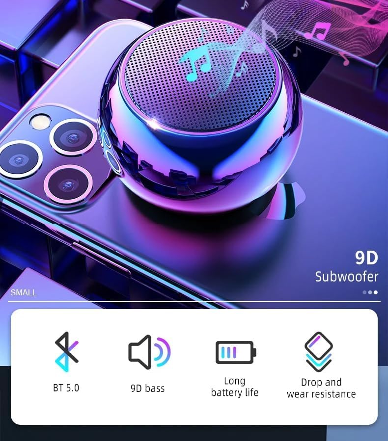 Image of Portable Wireless Bluetooth Mini Speaker with HD Sound, Heavy Bass, TWS Pairing, Rechargeable Battery, Compact Metal Body, Bluetooth 5.0 Speaker for Mobile, Laptop & Tablet (1)