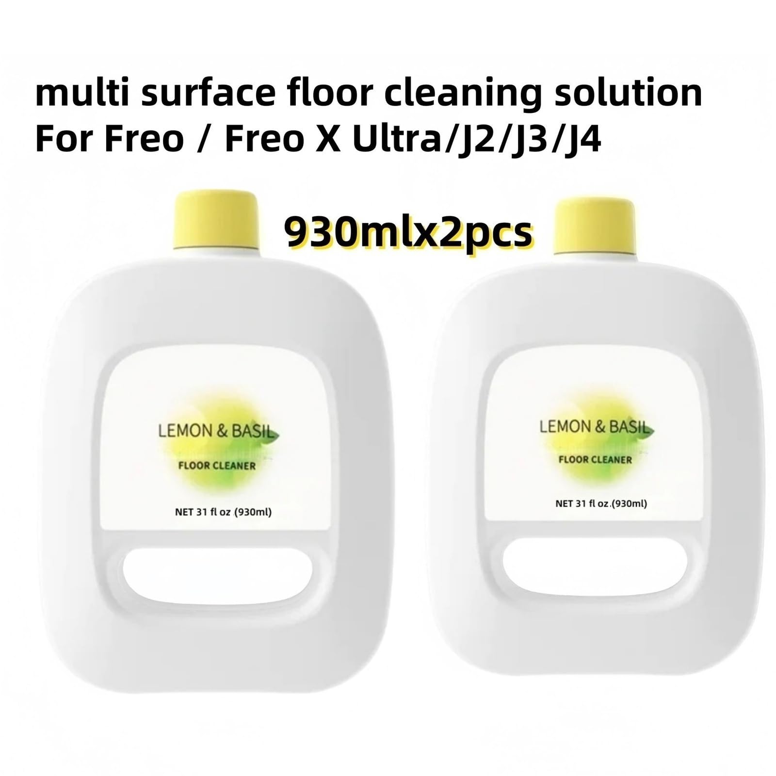 Solución limpiadora multisuperficie for suelos, compatible con Narwal Freo/Freo X Ultra/J4/J3/J2, aroma a limón y albahaca, 930 ml(930mlx2)