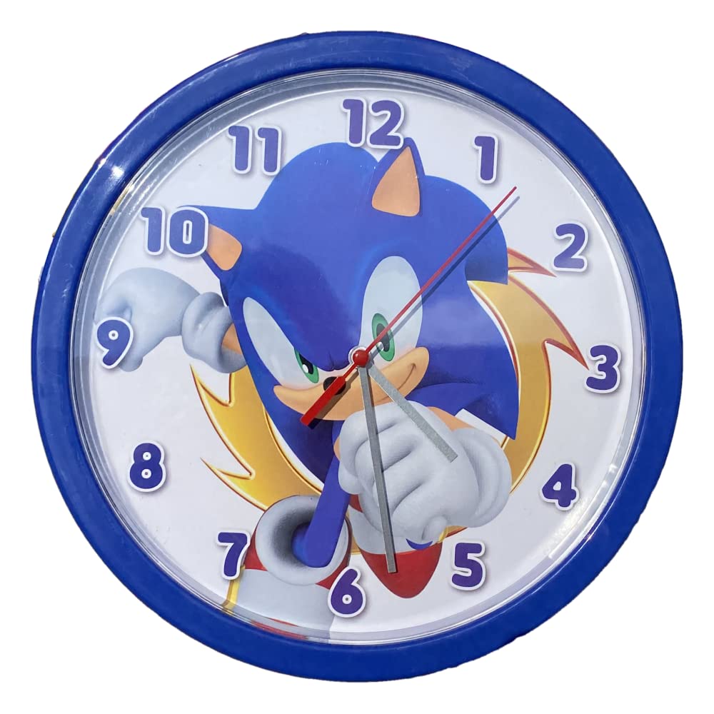 CARTOON Sonic Analog Wall Clock for Kids 25cm for Children's Room Playroom
