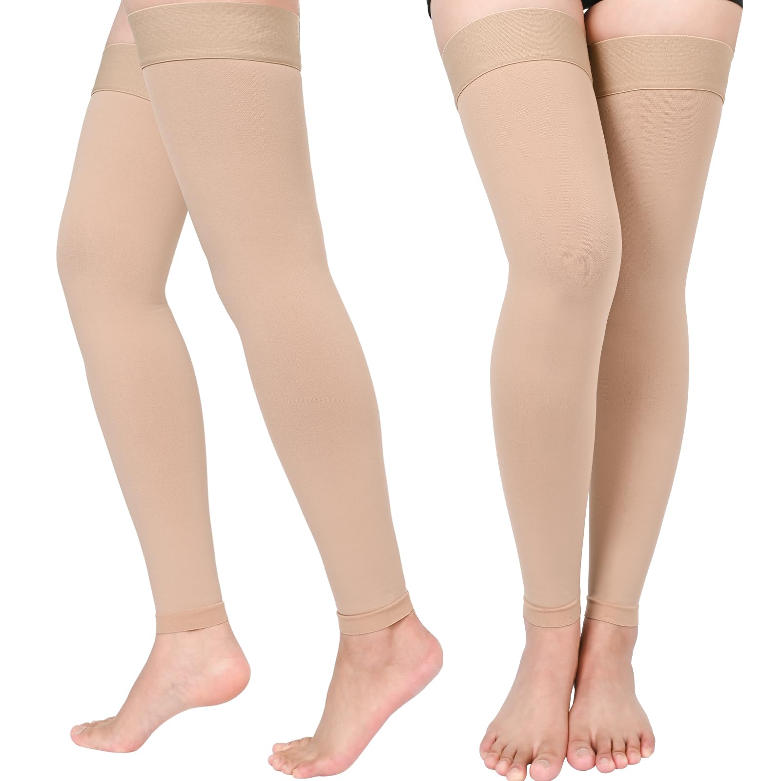 Compression Stockings for Women & Men, 2 Pairs 15-20mmHg Thigh High Compression Socks for Varicose Veins, Swelling, Pregnant