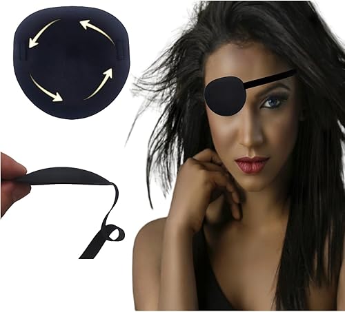 Monocular ajustable suave cómodo parche de ojo negro lavable ambliopía médica parche de ojo pirata traje para adultos y niños independientemente de