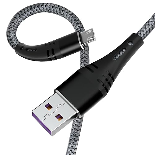 Cable micro USB, paquete de 3 cables de carga Android, cargador rápido micro USB trenzado de nailon de 6 pies para Samsung Galaxy S6 S7 Edge, Moto