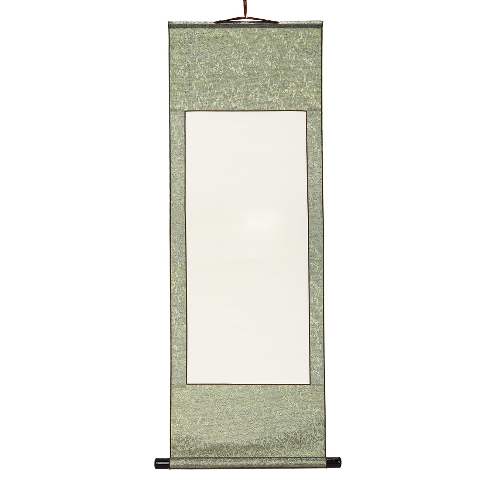 QUARKZMAN Rotolo Vuoto Appeso, 40 X 114 Cm Rotolo Di Carta Per Calligrafia Cinese Vuoto Con Asta In Legno Per Appendere A Parete Per Arte Scrittura Voti Matrimonio Decorazione Verde